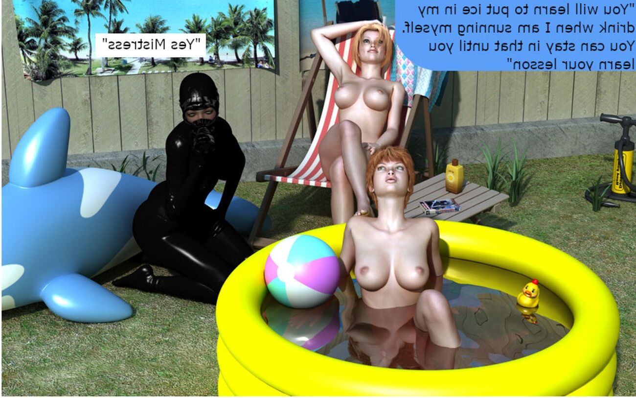 Latex Slaves Sweating in Summer Heat