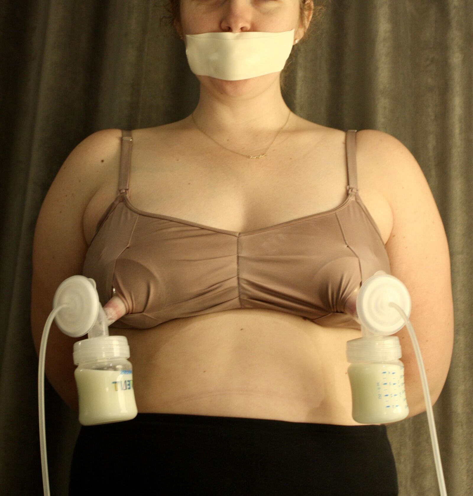 Mom Breast Pumping while Bound and Gagged