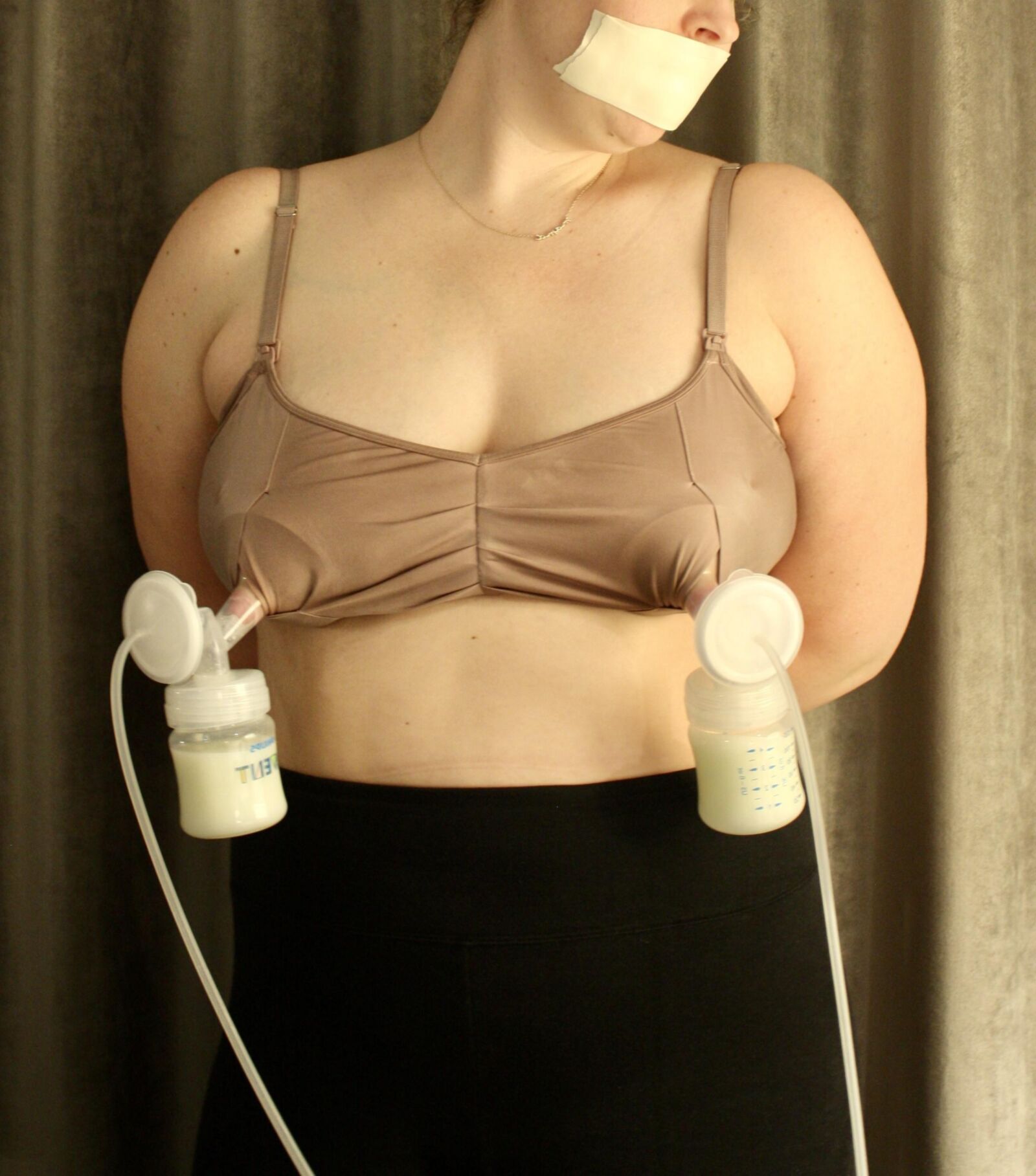 Mom Breast Pumping while Bound and Gagged