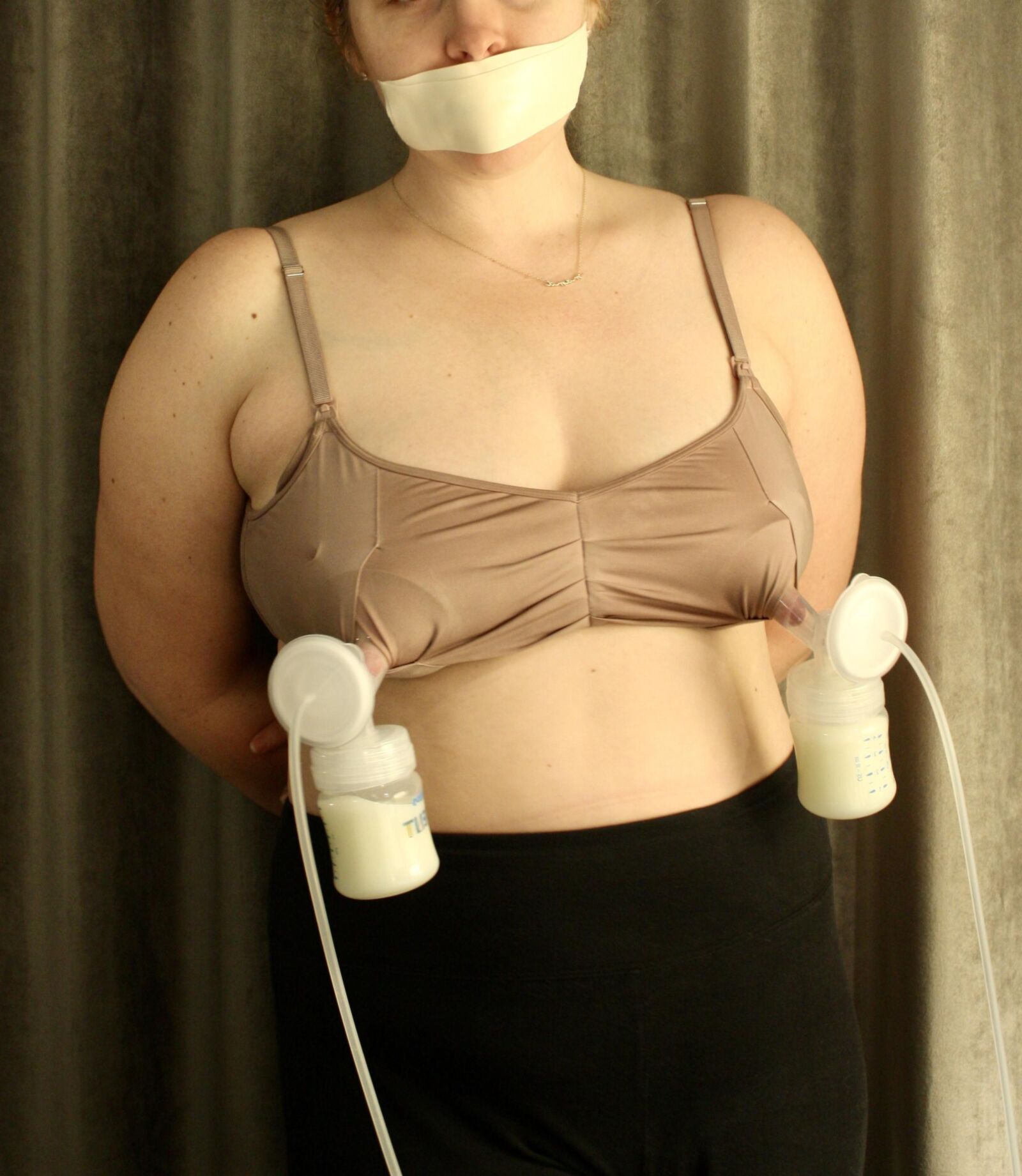 Mom Breast Pumping while Bound and Gagged