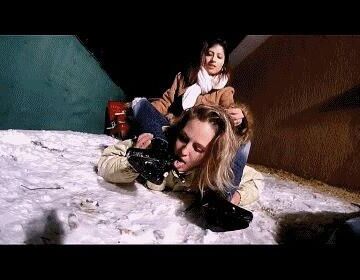 Turkish domina humiliates and tramples her french slave in snow