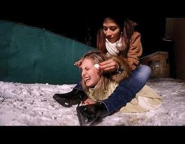 Turkish domina humiliates and tramples her french slave in snow