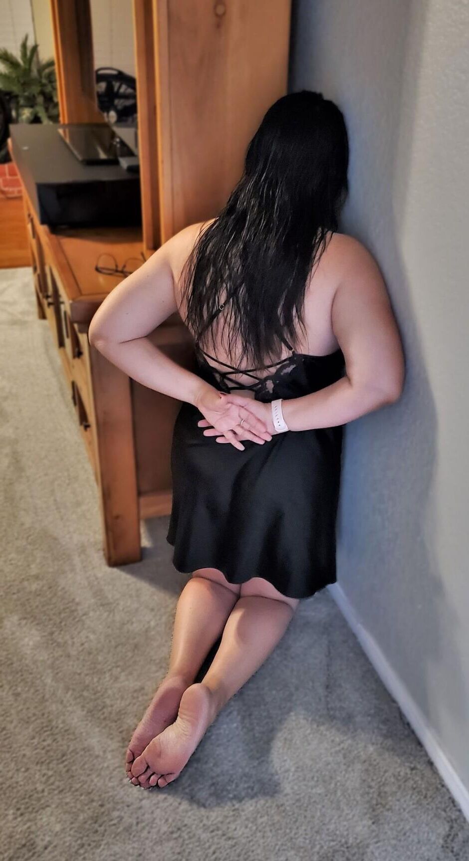 Domestic Discipline moments. corner time on her knees