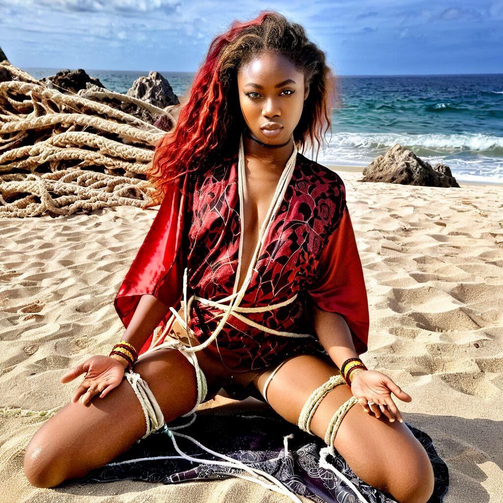 Belleza nigeriana - Bondage en la playa