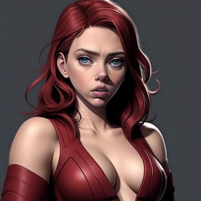 Scarlett Johansson abused anime style (AI generated)