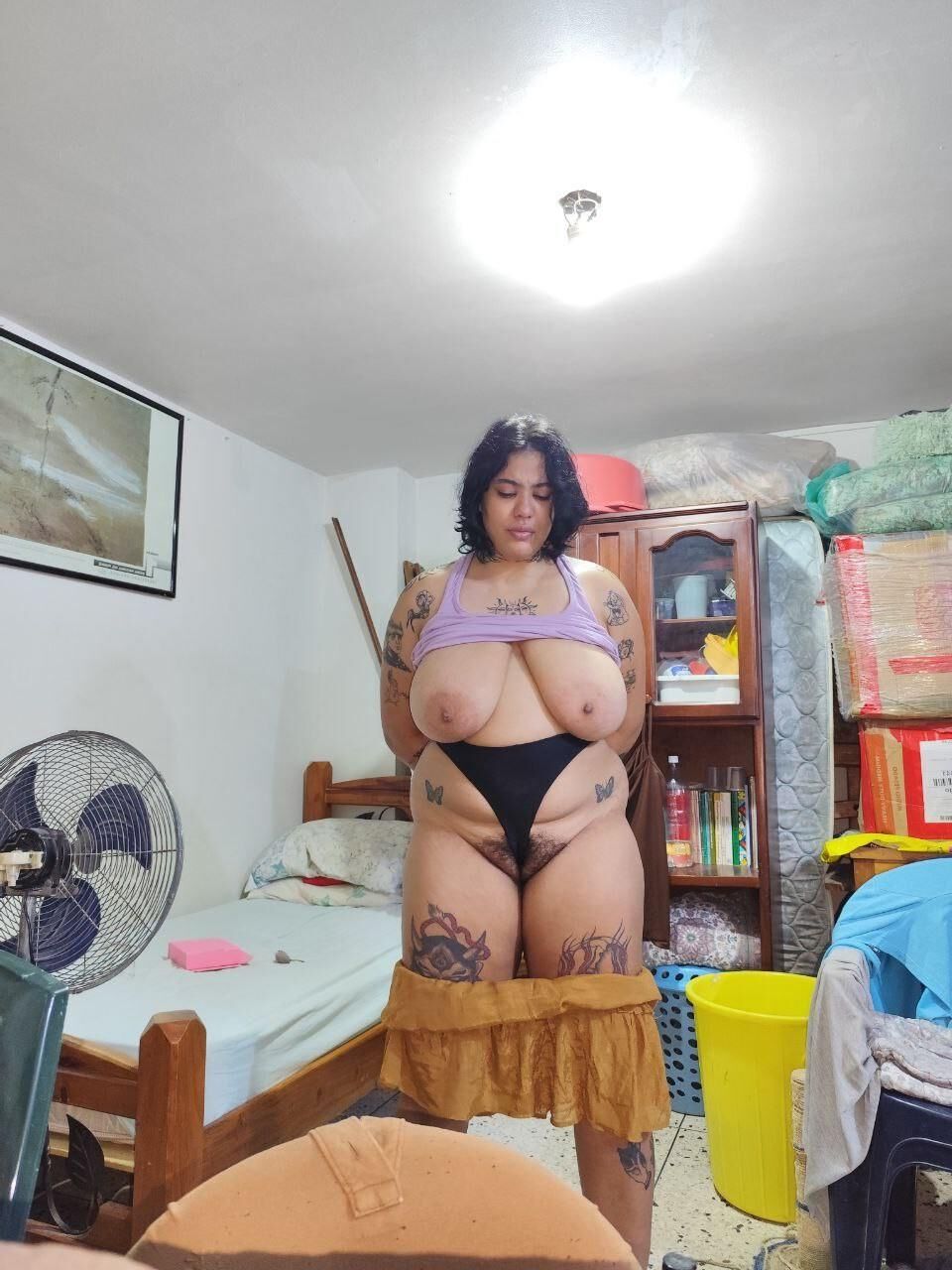 Fat Hairy Latina Pussy Exposed to Everyone 