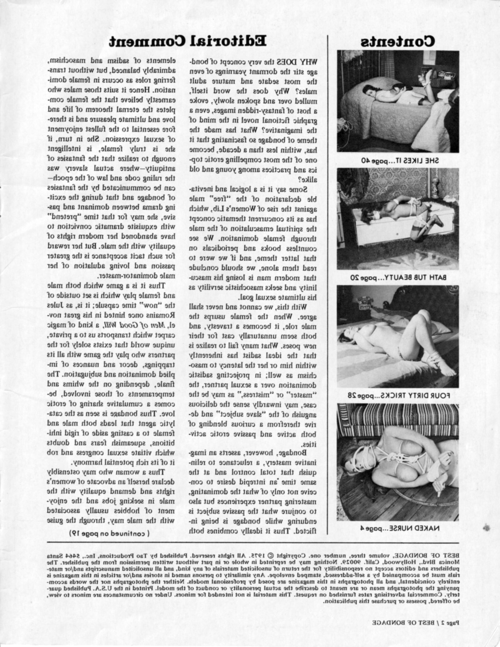 Vintage Bondage Magazine Best of Bondage, частично