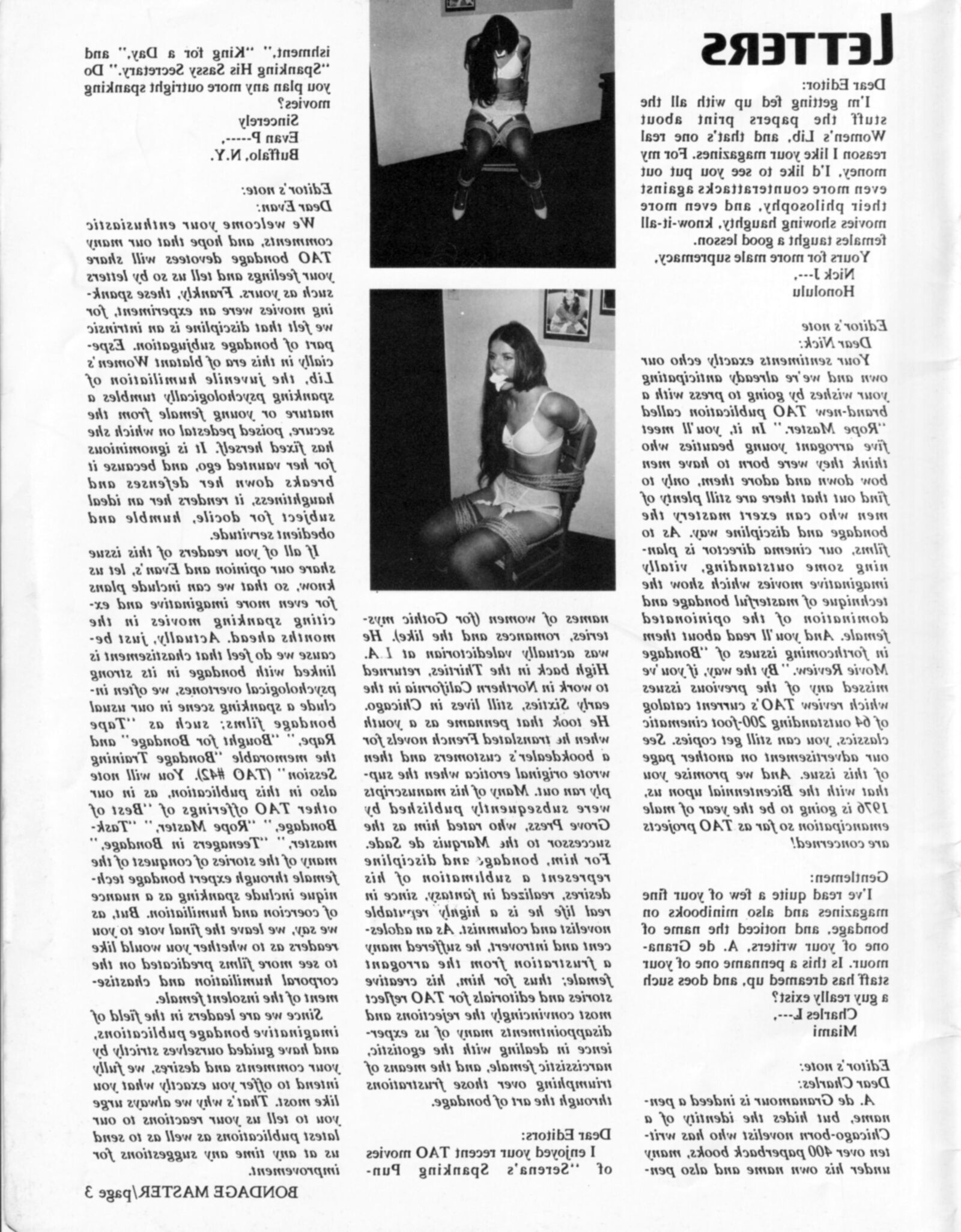 Vintage Bondage Magazine Bondage Master