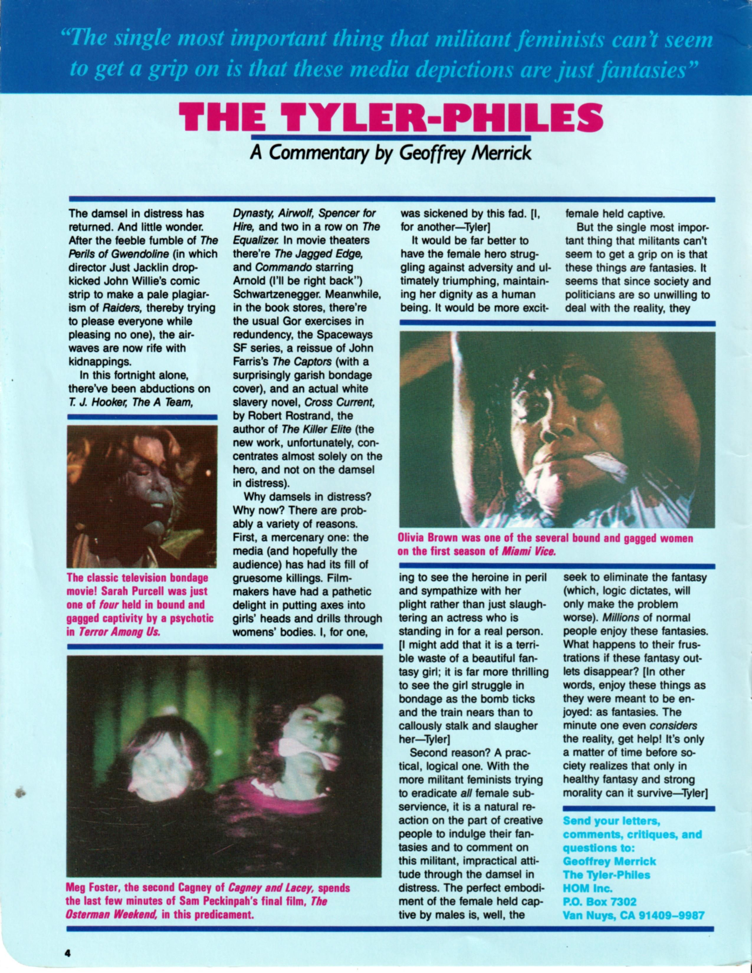 Vintage bondage magazine Kidnap, The Tyler Files 
