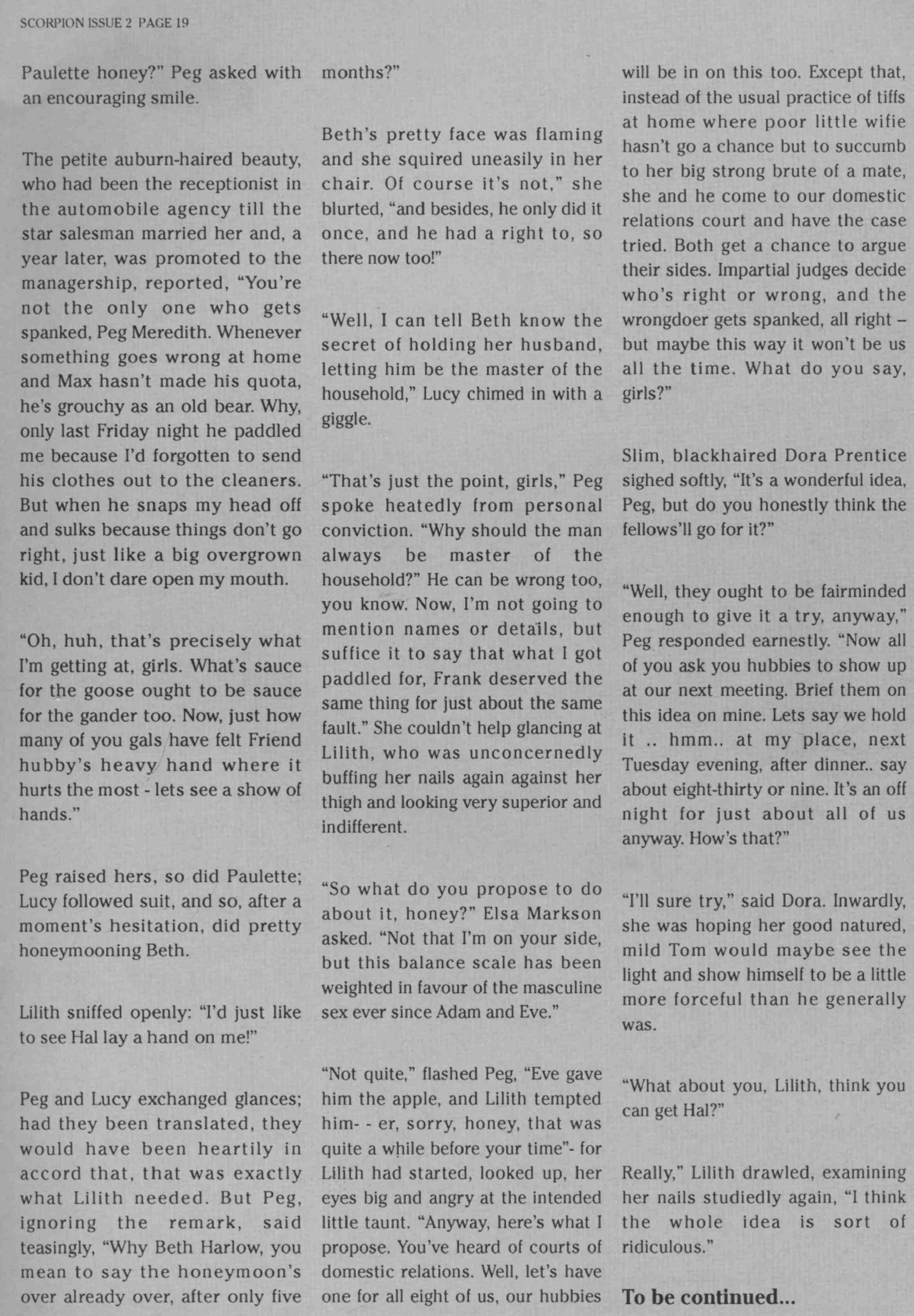 Retro Spanking Scorpion Domesti c subjugation (text story only)