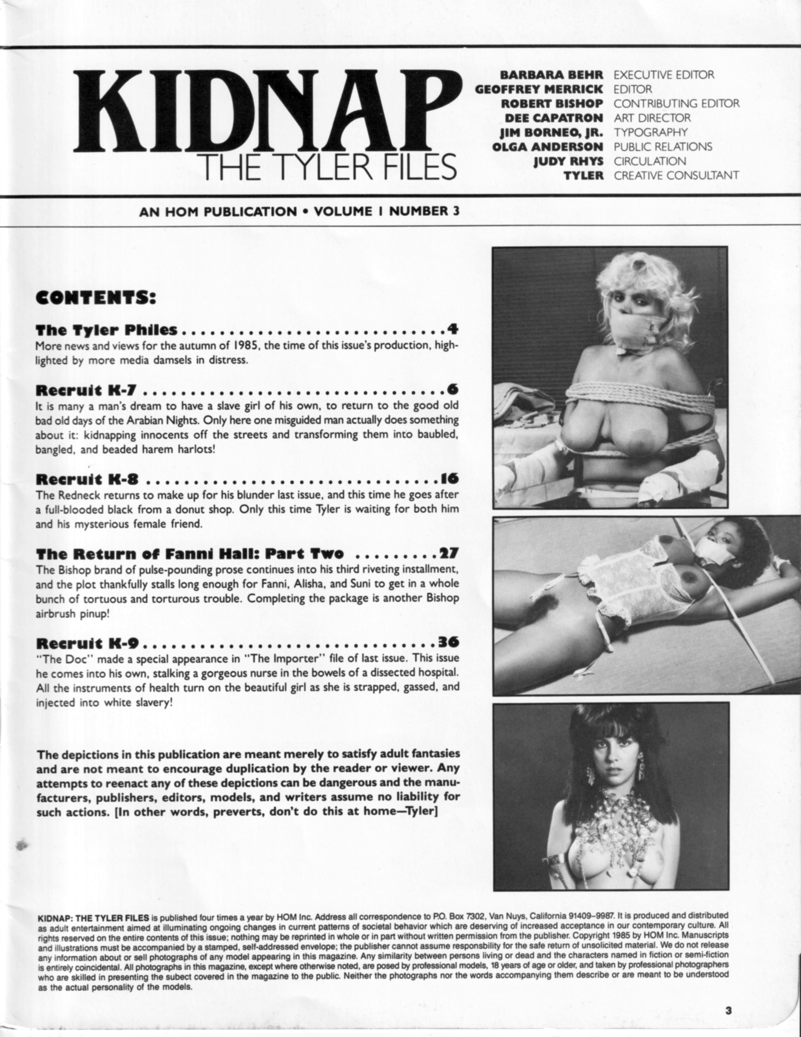 Vintage bondage magazine Kidnap, The Tyler Files 