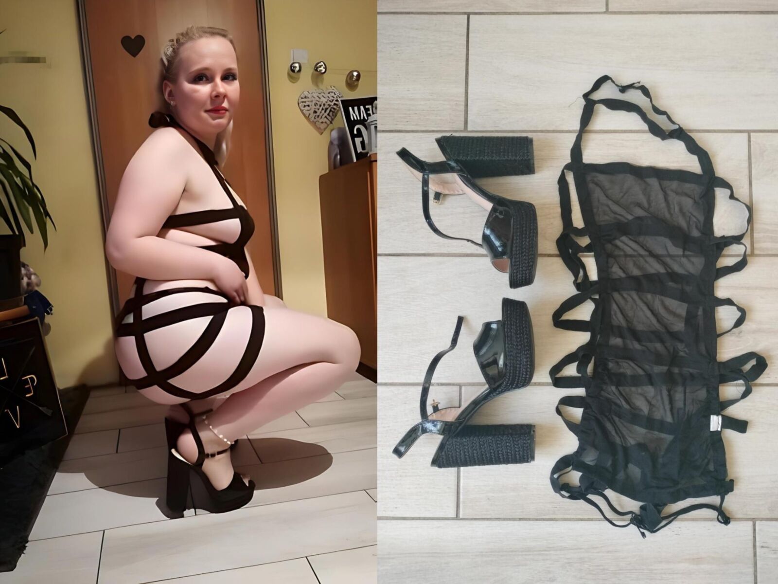 Frau Betty in Wirtschaftskleidung. 