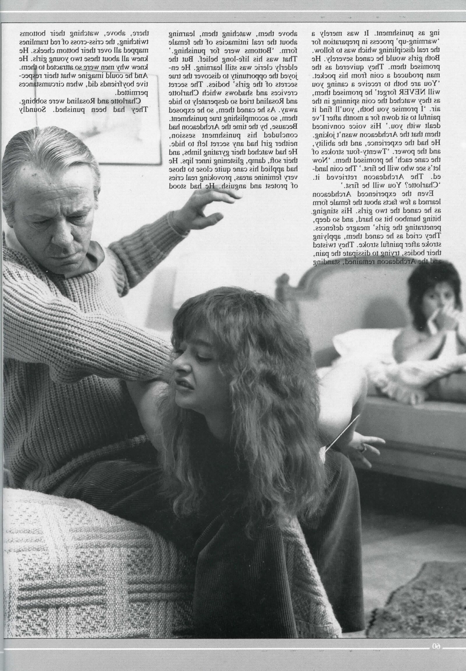 Retro Spanking errötet Bild Set zwei Mädchen Jumper Mann