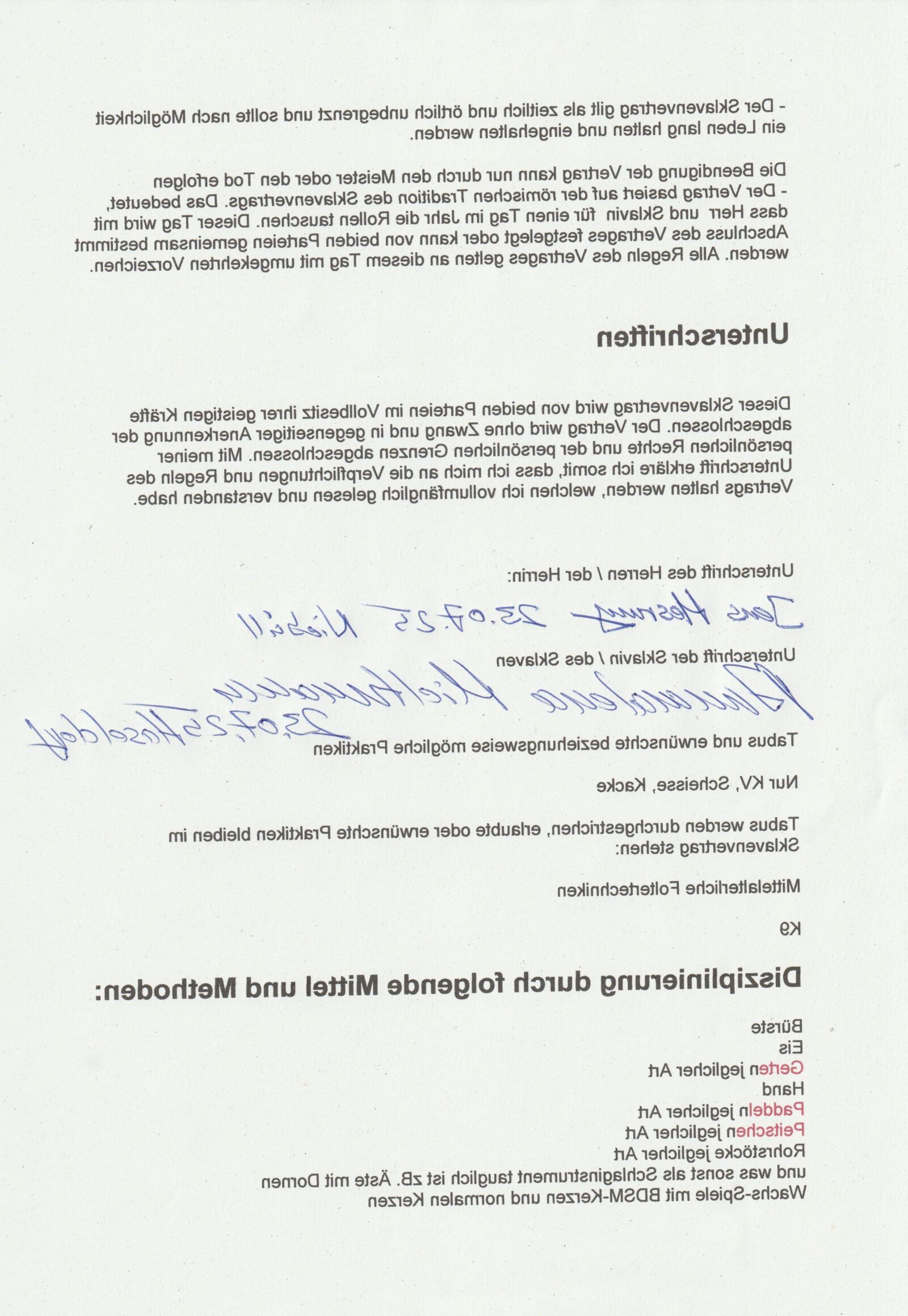 Mein Sklavenvertrag