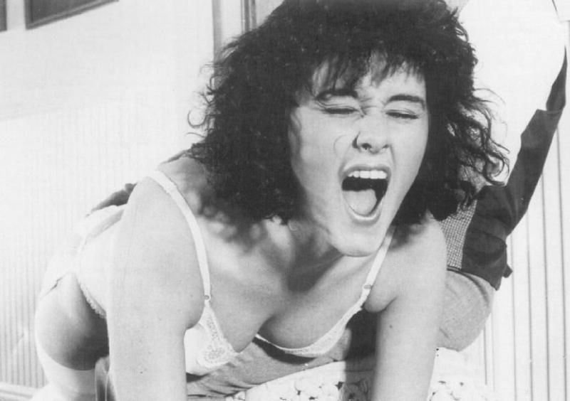 Retro Spanking errötet Bildset Single -Band mit Fliesenboden
