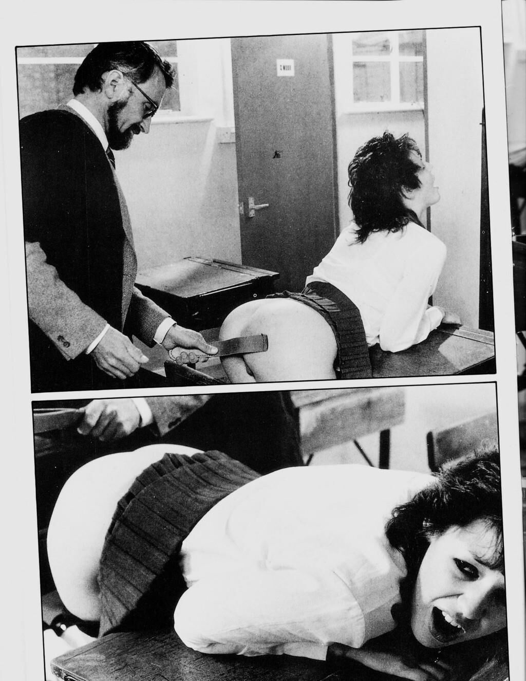 Retro Spanking Blushes picture set school desk