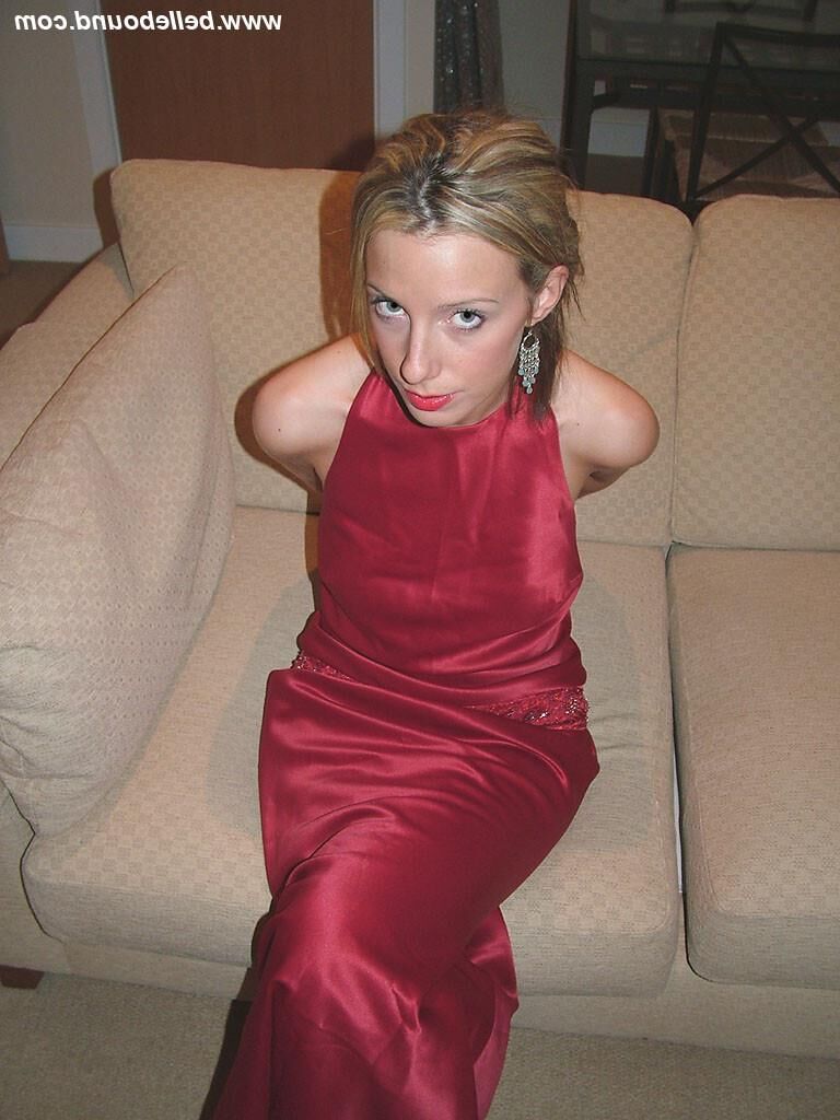 Chrissy Bound in Maroon Dress