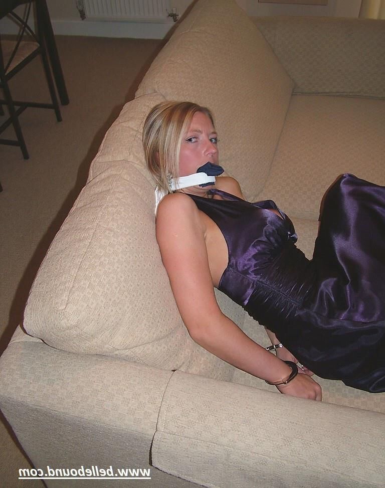Charlie Dee Bound in Purple Satin Dress