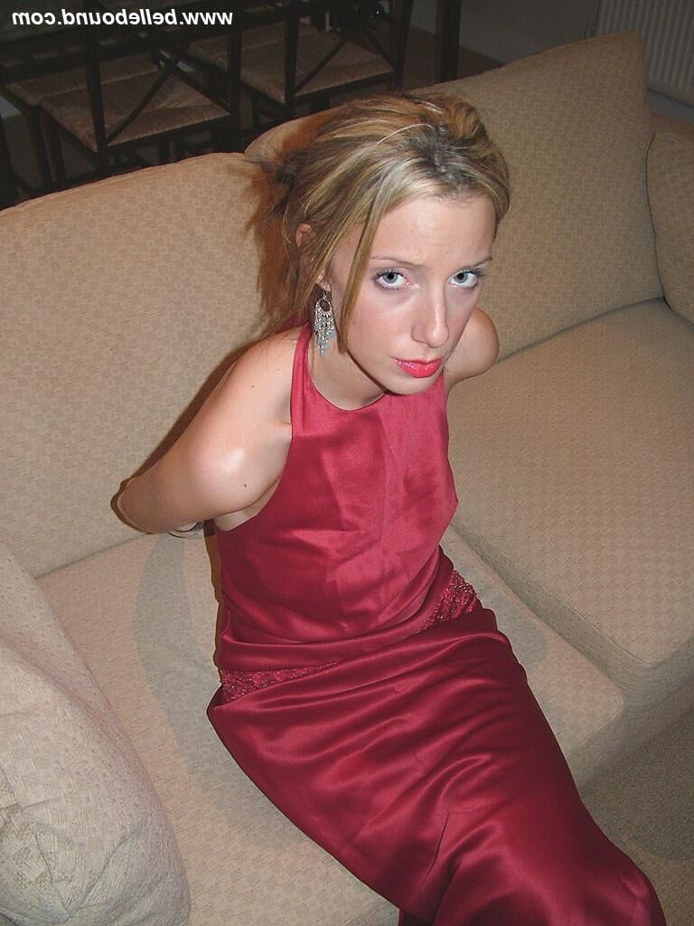 Chrissy Bound in Maroon Dress