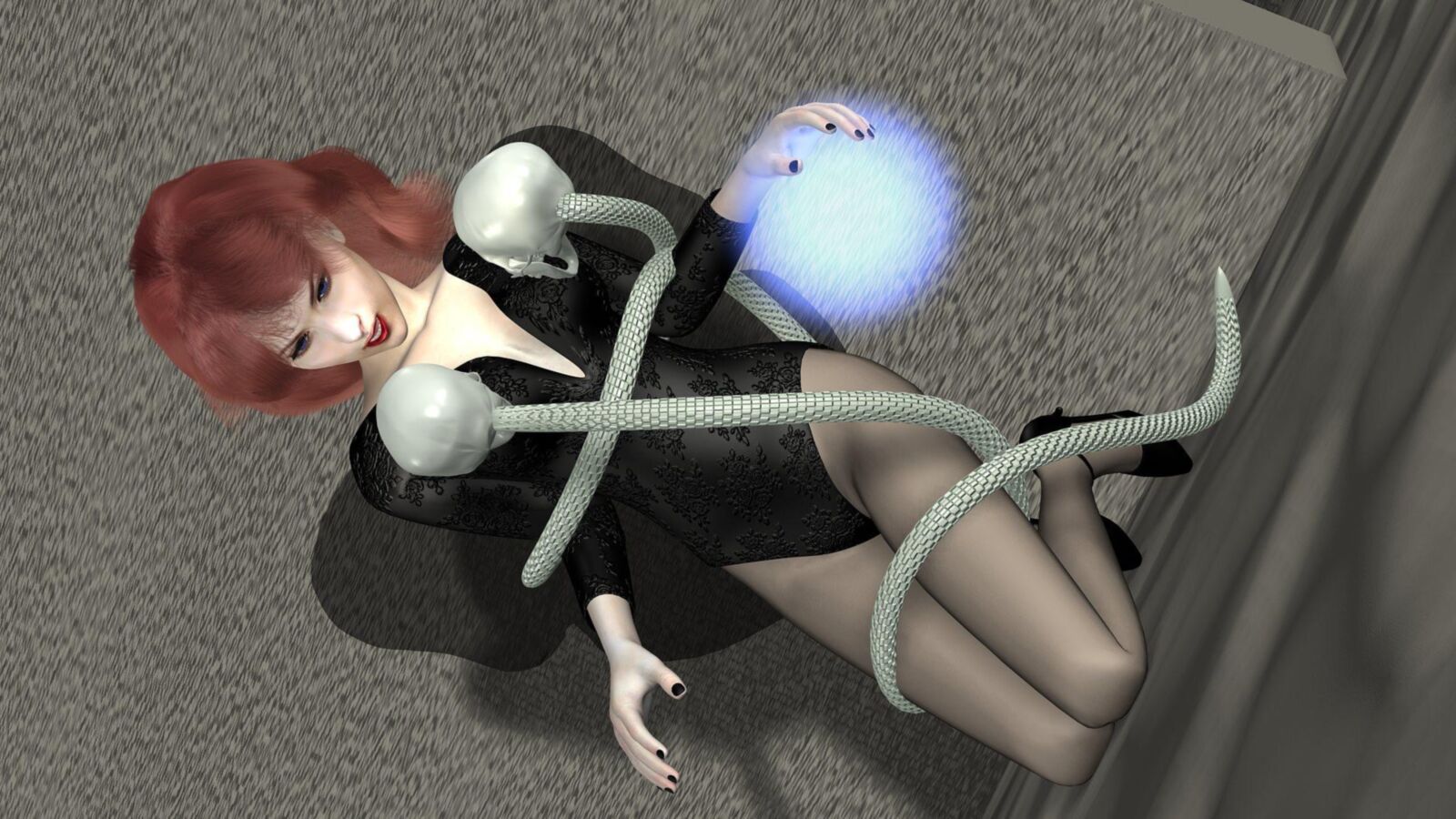 Evil Snake Angel in Leotard Pantyhose and Heels